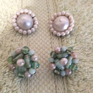 VINTAGE 2 Pairs of Clip On Earrings